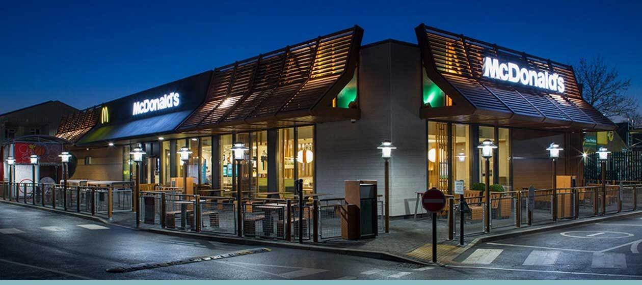    McDonald's restaurant exterior side-on